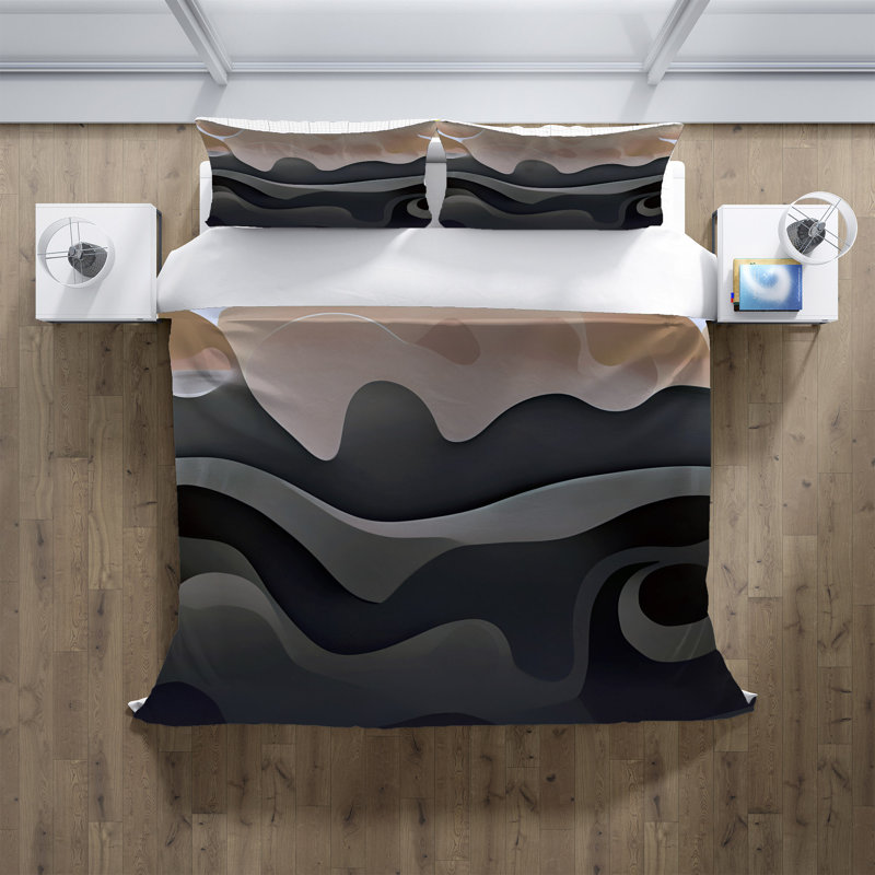 Polyester Abstract Duvet Cover, King Duvet Cover + 2 King Shams