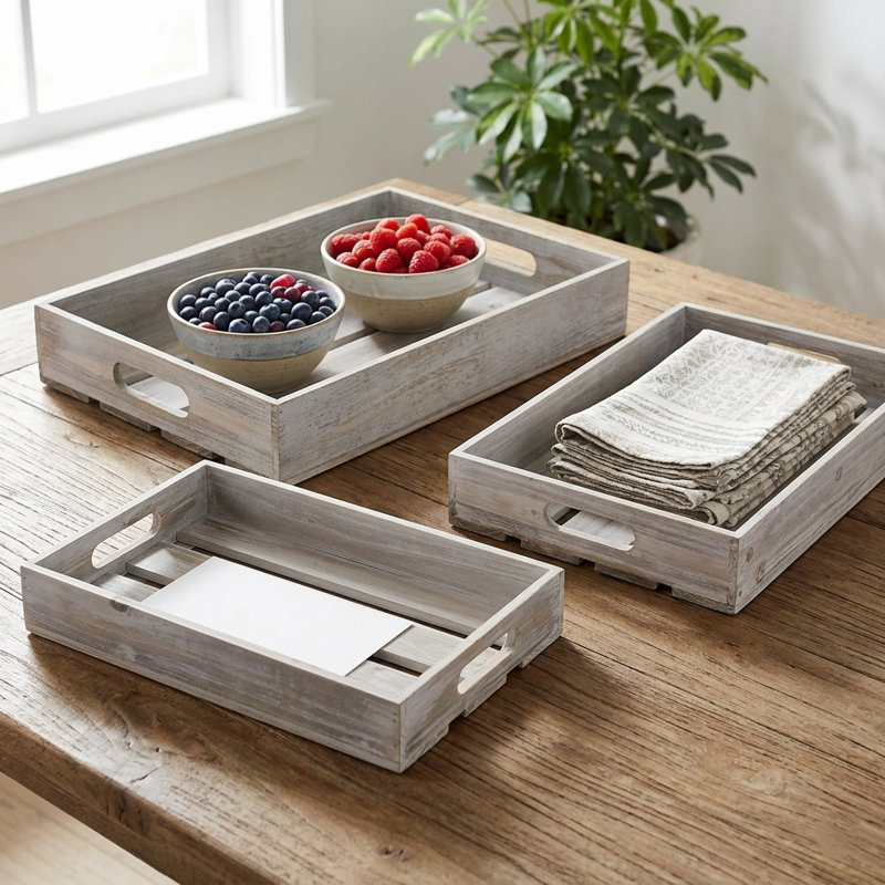 Eiland Solid Wood Tray, Gray