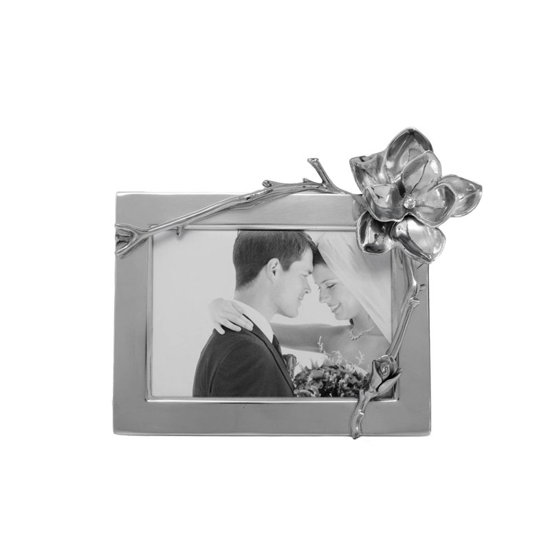 Silver Aluminum Magnolia Blossom 5x7 Picture Frame
