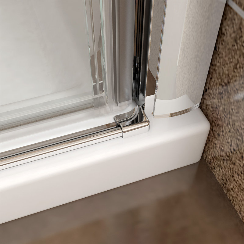 Arnot 900mm - 900mm W x 1850mm H Hinged Frameless Shower Door with Clear Glass, 185cm H x 90cm W