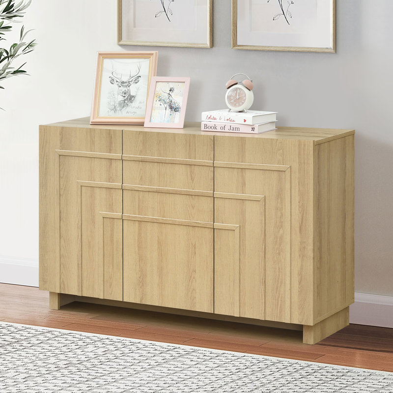 Ann 47" W 16-Pair Shoe Storage Cabinet with Stepped Panel Doors, Oak