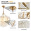 Lustre suspendu doré avec abat-jour sphérique en verre transparent fileté - Hauteur réglable, idéal pour le salon, la salle à manger, la cuisine (sans ampoules)-834005114