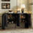 Wood Console Table with  Adjustable Shelves, Curvy Edge-1438616856