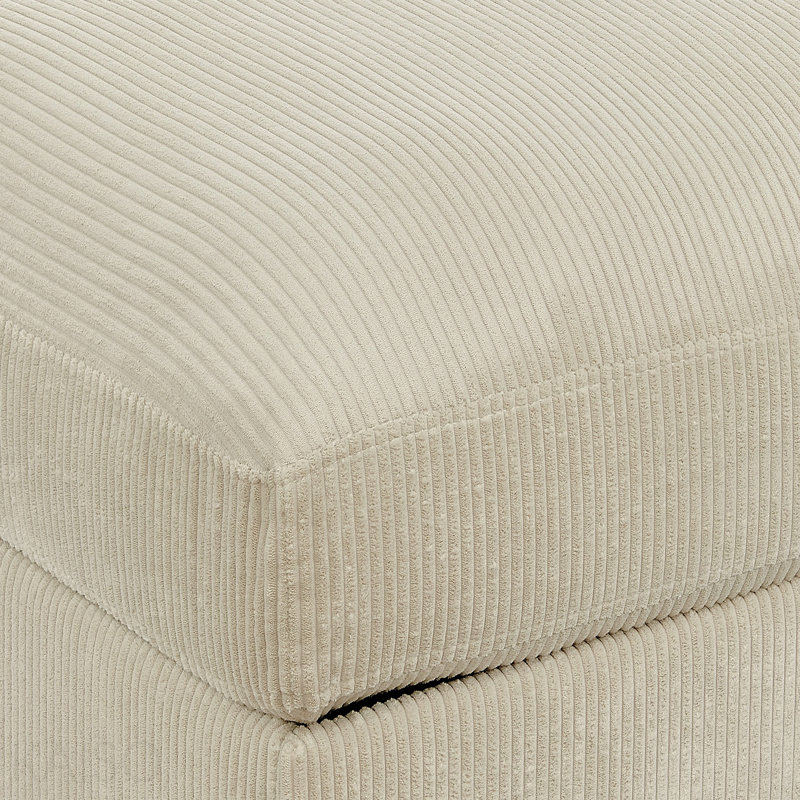 Repose-pieds rembourré en velours côtelé, Beige