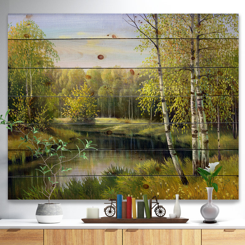 «Quiet Autumn River», reproduction d'art, H 30 po x l 40 po x 1,5 po, Bois