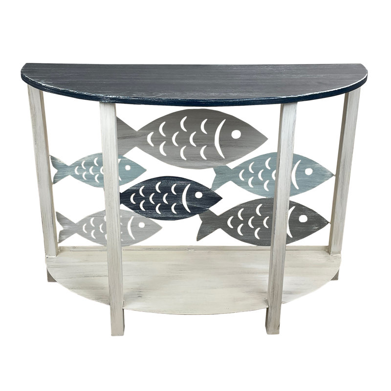 TABLE DE SOFA RONDE EN IRON AVEC ÉCOLE DE POISSON