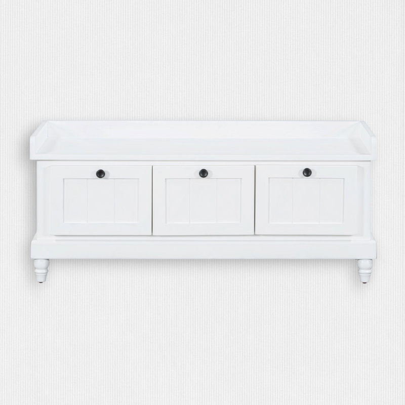Humdan Fabric Upholstered Storage Bench, White