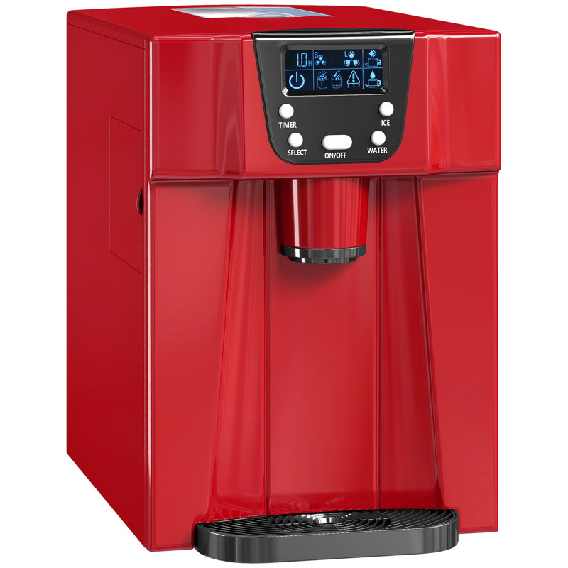 Belfry Kitchen Karolin 25.46 Lb. Daily Production Bullet Clear Ice Portable Ice Maker, Red