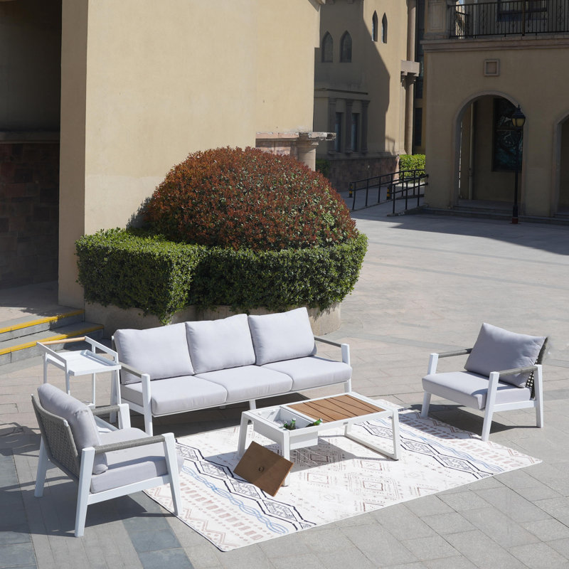Akrish 5 - Person Patio Conversation Set with Cushions
