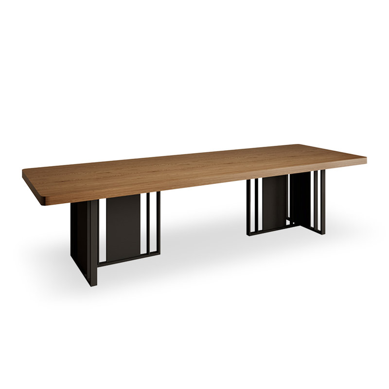 Brown Rectangular Solid Wood Dining Table, 29.53"H x 86.61"L x 31.5" W