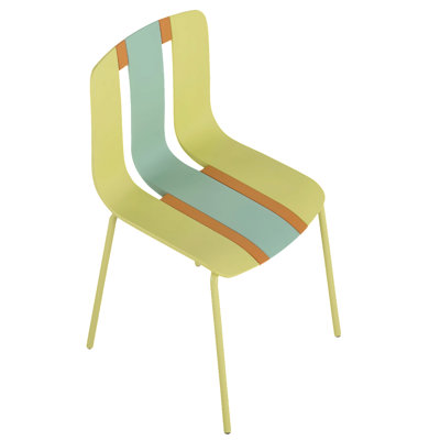 4-Pack Modern Striped Color Block Chairs, Pp Plastic Seat & Sturdy Metal Legs by George Oliver