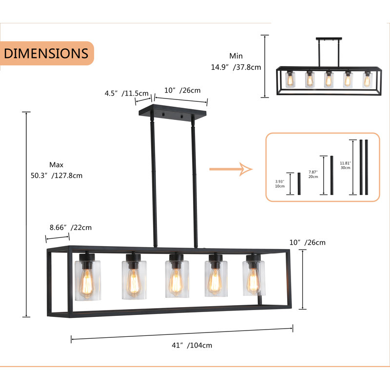5 - Light Black Kitchen Island Pendant