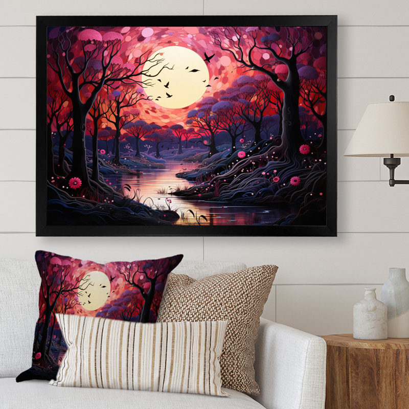 Paysage romantique fondant des cœurs II, H 34 po x l 44 po x P 1,5 po, Cadre simple noir