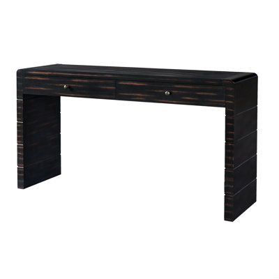 Curved Console Table With Storage, Wooden Entryway Table With 2 Drawers, Farmhouse Rustic Console Tables