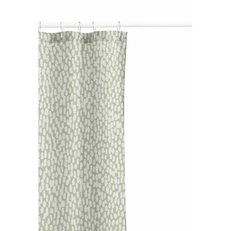 Tartan Block Ultra-Thin Lightweight Shower Curtain, Light Green Dots 1