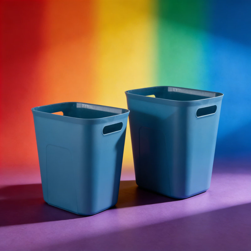 Petite poubelle rectangulaire, poubelle en plastique 3,5 gallons pour salle de bain, cuisine, bureau et dortoir - 2 pièces