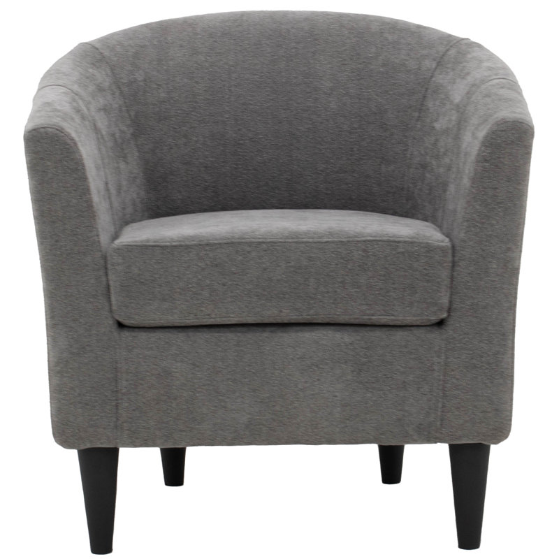 Fauteuil demi-tonneau l 31,5 po Kronos, Polyester ardoise Chloe, Noir