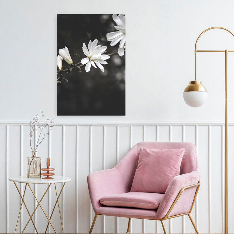 Fleurs blanches, art contemporain abstrait, H 24 po x l 16 po