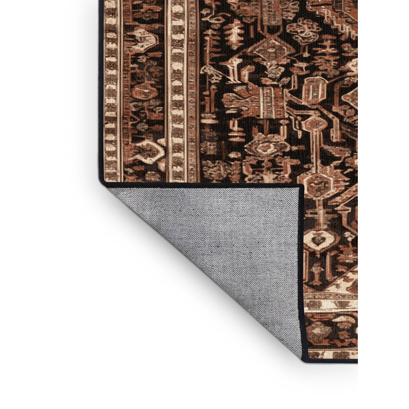 Machine Washable Persian Brown Area Rug, Square 7'