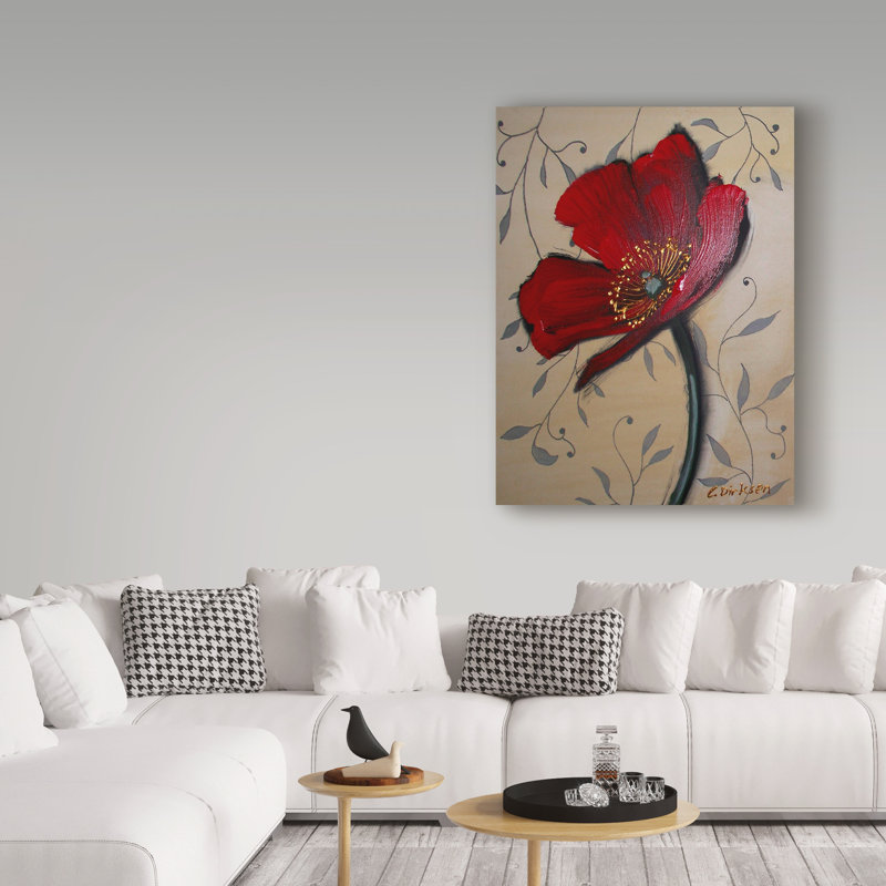 «Single Red Poppy» par Cherie Roe Dirksen, reproduction sur toile, H 19 po x l 14 po x P 2 po