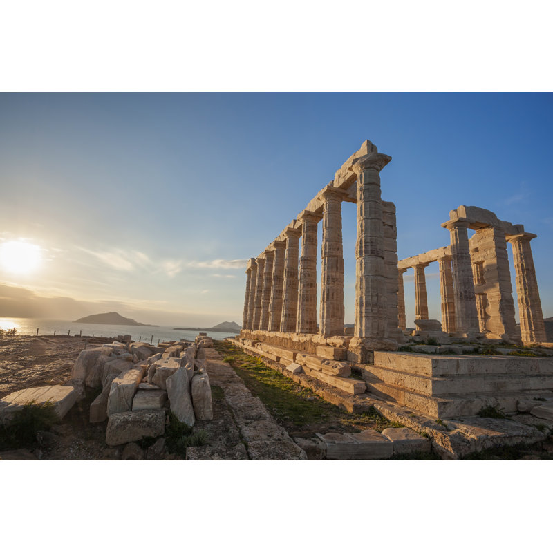 Greek Temple Poseidon by Extravagantni - Wrapped Canvas Print, 30cm H x 46cm W