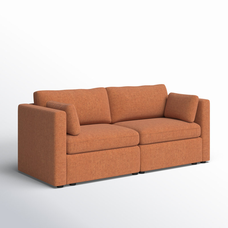 Canapé modulaire rembourré avec coussins décoratifs l 78,8 po Winfree, Orange