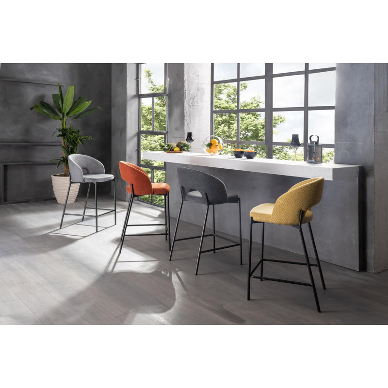 Dellroy Upholstered Bar Stool, Grey