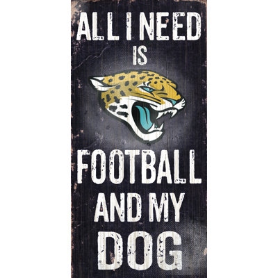 "NFL Football and my Dog", art textuel sur bois