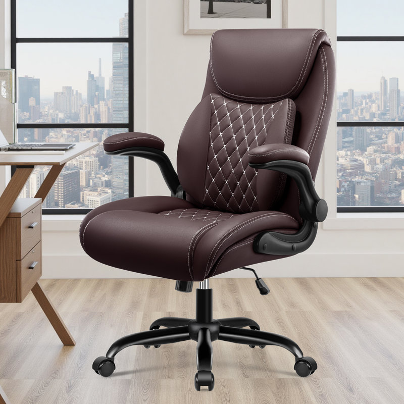 Fauteuil de direction ergonomique en cuir de polyuréthane avec dossier indépendant Loriece , Café