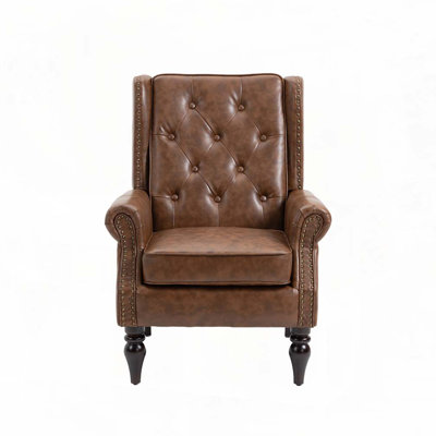 Wood Frame Armchair With Tufted Back