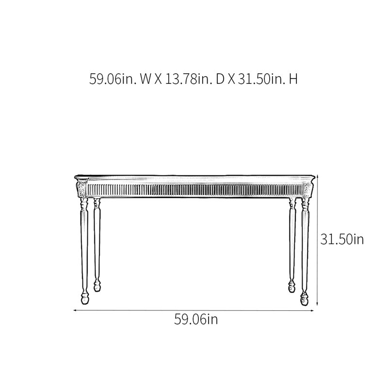 Console rétro sculptée, H 31,5 po x l 59,06 po x P 13,78 po