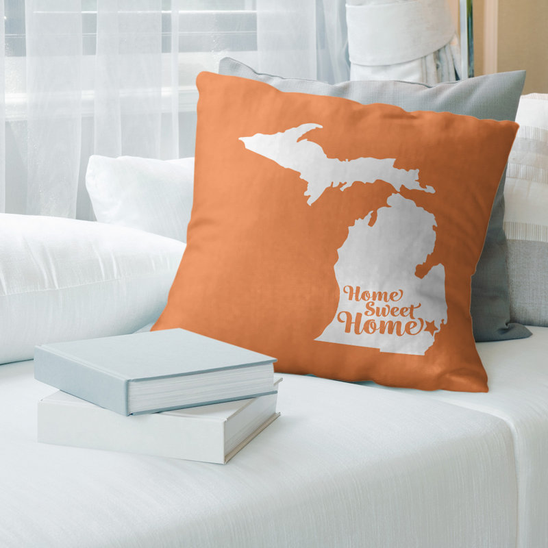 Coussin décoratif home, Détroit , H 14 po x l 14 po, Orange