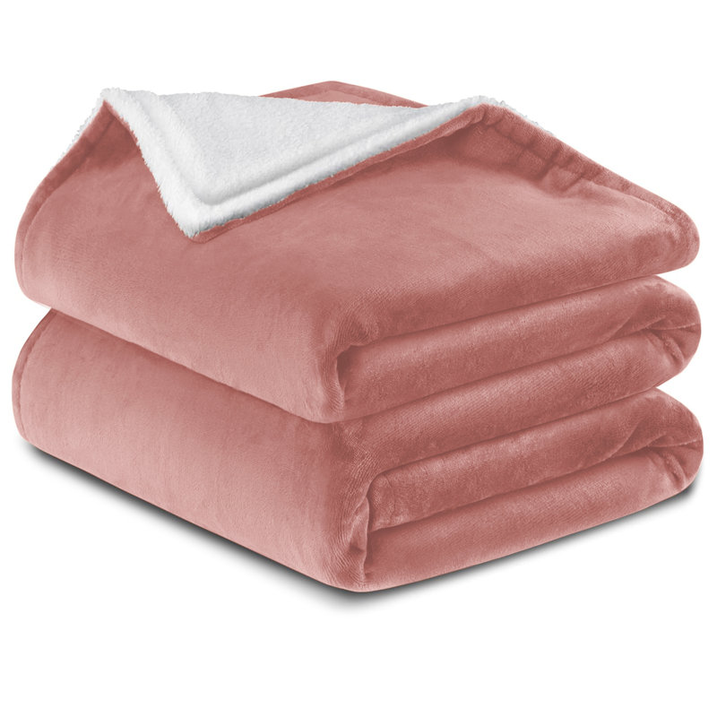 Haffa Reversible Sherpa Fleece Throw Blanket - Ultra-Soft, Warm & Cozy Comfort for All Seasons, Pink, 150cm x 130cm