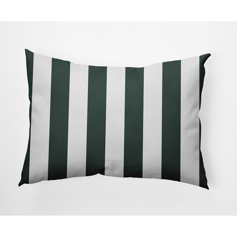 Housse et insert de coussin rectangulaire d'extérieur à rayures Rugby, Vert / blanc