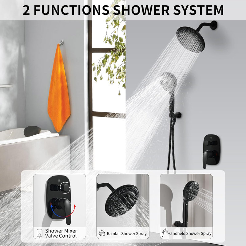 Matte Black Stainless Steel Multi-Head Rain Shower System