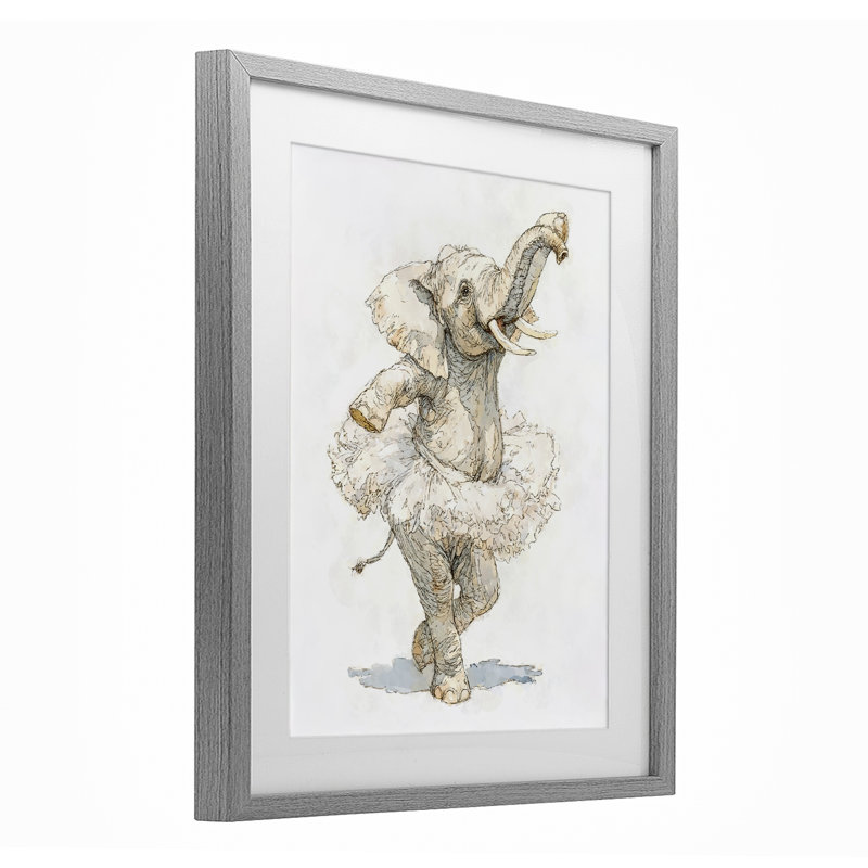 Ballet Elephant Tutu, reproduction encadrée sous verre, conception de Ziwei Li, Cadre de ferme gris, H 16 po x l 13 po