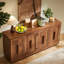 Buffet de 63 po avec 4 portes carrées, armoires de rangement rétro avec tablettes réglables pour la cuisine et la salle à manger-317124714