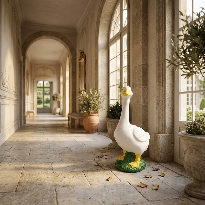 Large 49.5 cm Resin Porch Goose Statue for Outdoor & Indoor Decor