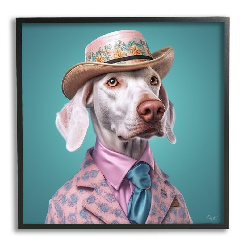 Chien de fantaisie encadré Az-175 par Roozbeh, H 24 po x l 24 po x P 1,5 po, Giclée encadrée noir minuit