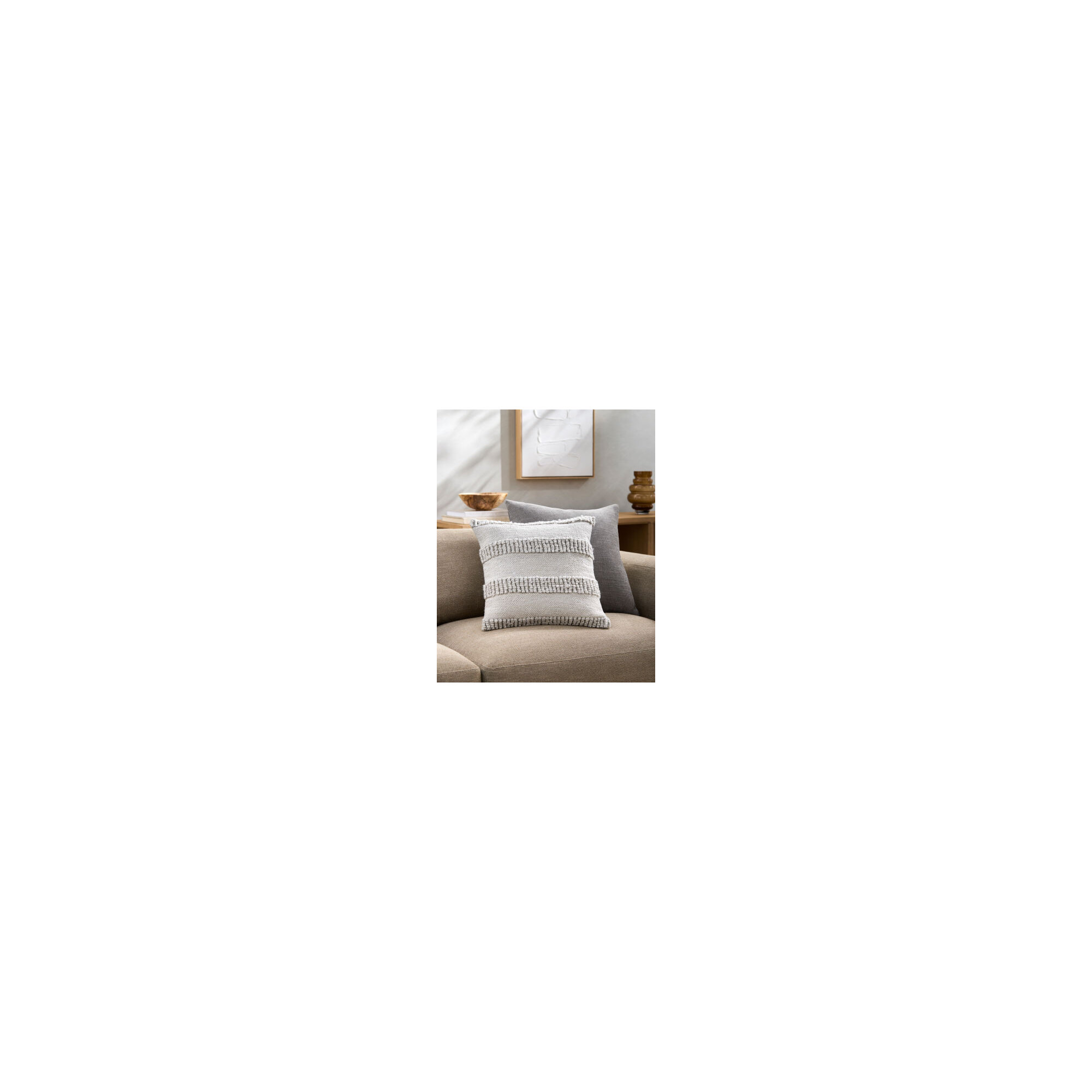 Fernan Striped Throw Pillow, Beige, 18"H x 18"W, Pillow Cover Only - No Insert