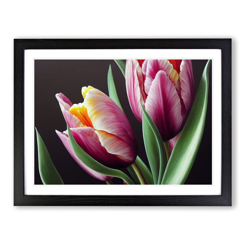 Awe Inspiring Tulip Flowers - Framed Print, 25cm H x 34cm W x 2cm D, Black