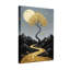 Ensemble de 1 tableau sur toile tendue représentant un paysage d'arbre doré et de lune-748248946