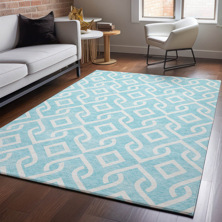 Premium Machine Washable Cerrito Aqua Rug