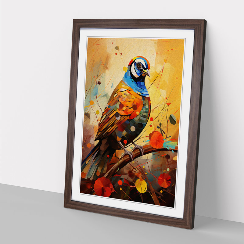 Partridge Orphism - Single Picture Frame Print on Wood, 64cm H x 46cm W x 2" D, Walnut Framed
