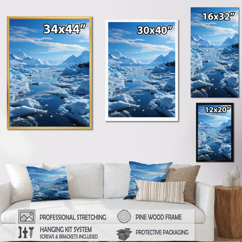 " Glacier Arctic Dreamscape ", 32" H x 16" W x 1" D, Natural Floater Framed