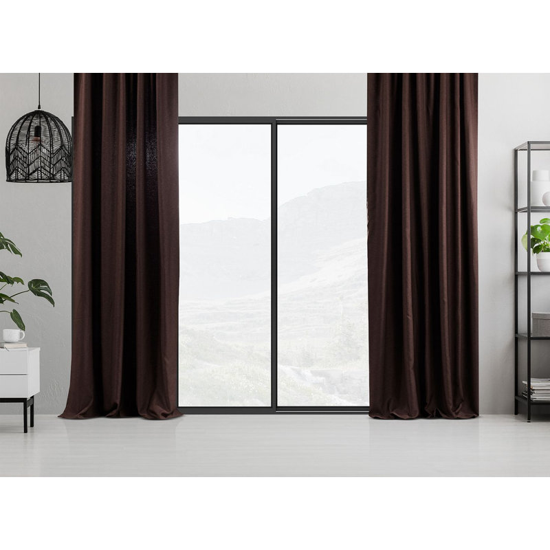Room Darkening Single Curtain Panel, 130cm Width x 225cm Drop, Brown