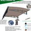 Auvent 47 po x 34 po. Polycarbonate et aluminium. Fabrication robuste. Chauffer. Extérieur. Auvent brun foncé - avec système de fixation stable Upf80 +