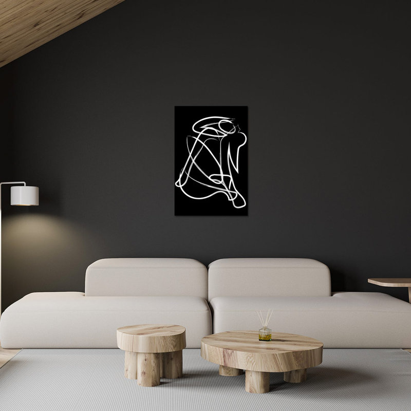 Matisse décolorée noire brossée par Mambo Art Studio - impression, H 12 po x l 8 po x P 0,75 po, Toile tendue, Aucun mat