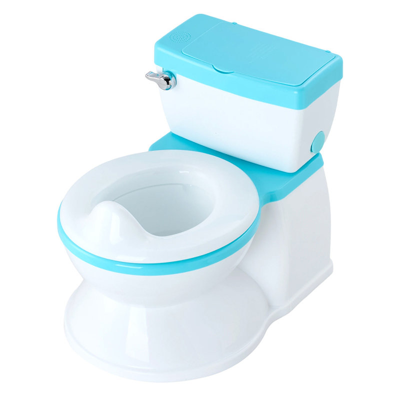 Toddler Potty with Realistic Flushing Sound, White/Blue