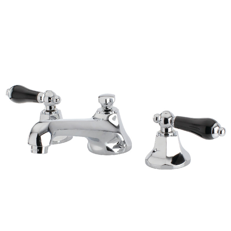 Kingston Brass Duchess Two-Handle 3-Hole Deck Mount Widespread Bathroom Faucet with Brass Pop-Up Drain, Chrome